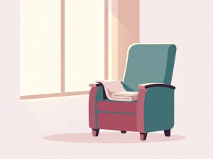 Pencere kenarında boş bir hastane koltuğu