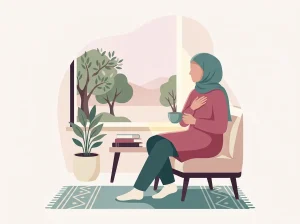Pencere kenarında düşünceli bir kadın